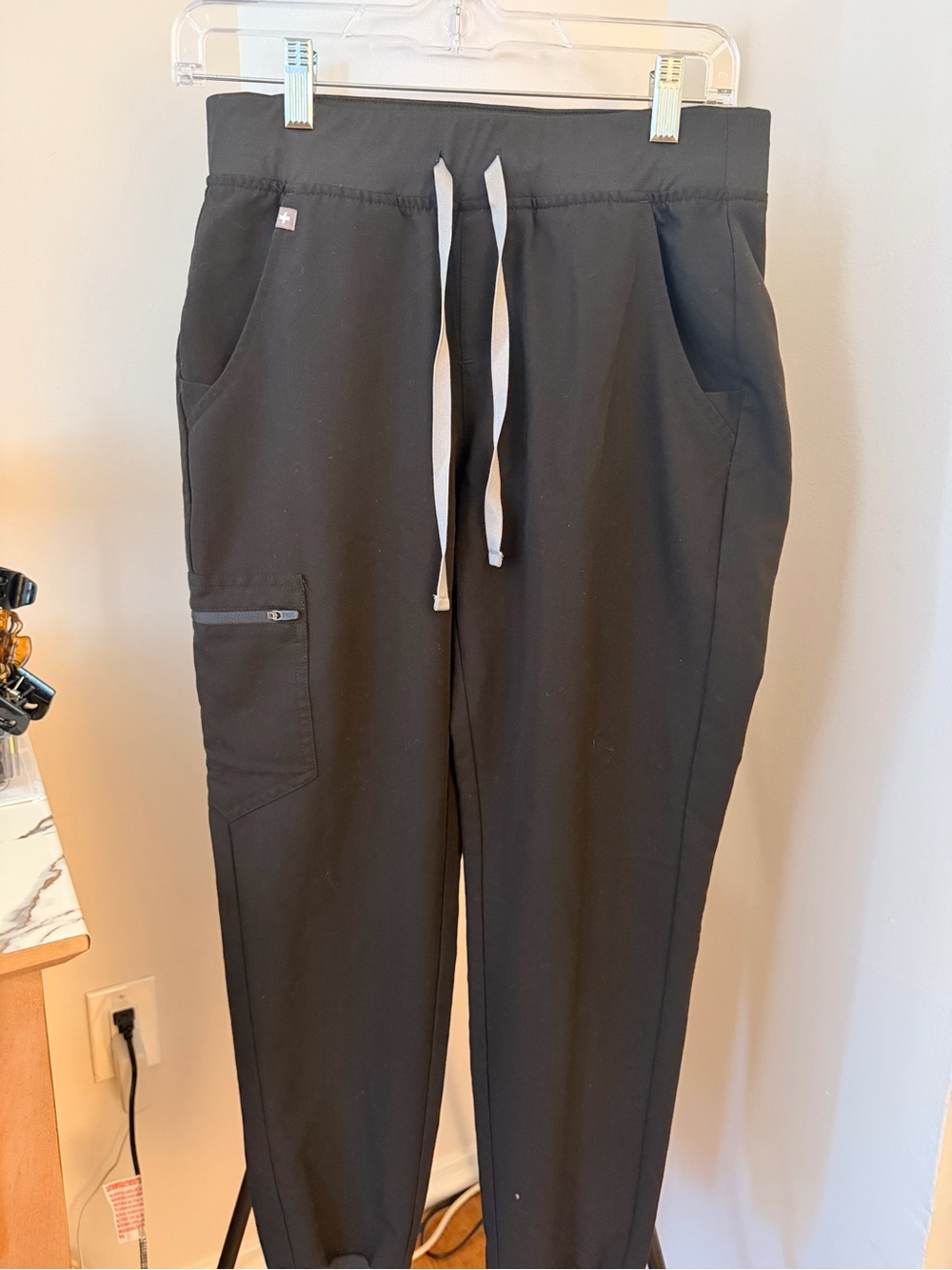 Figs Black Women's Drawstring Jogger Pants with White Drawcord
